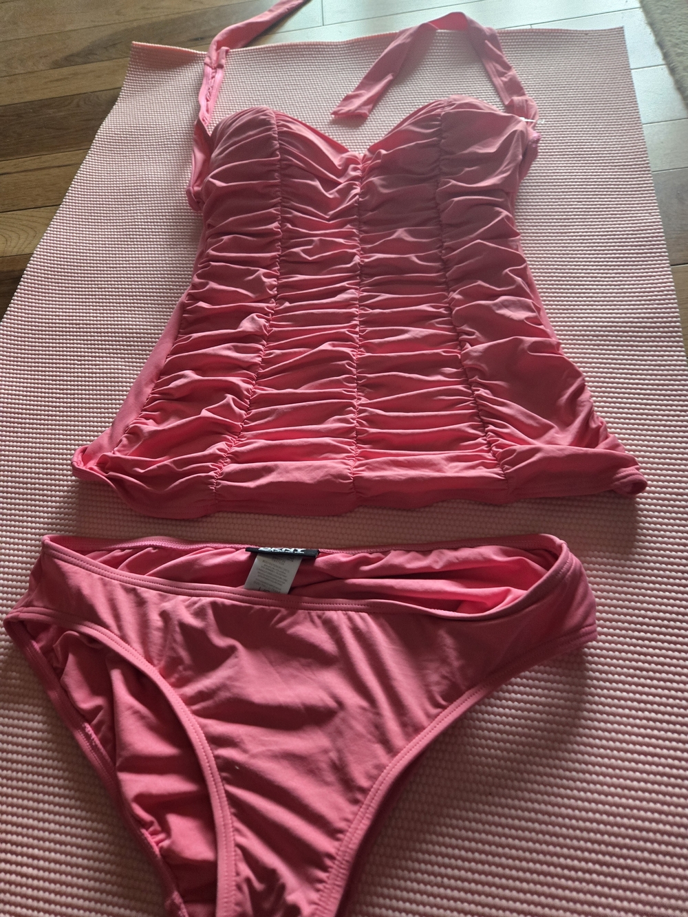 DKNY Hot Pink Ruched Tankini Set